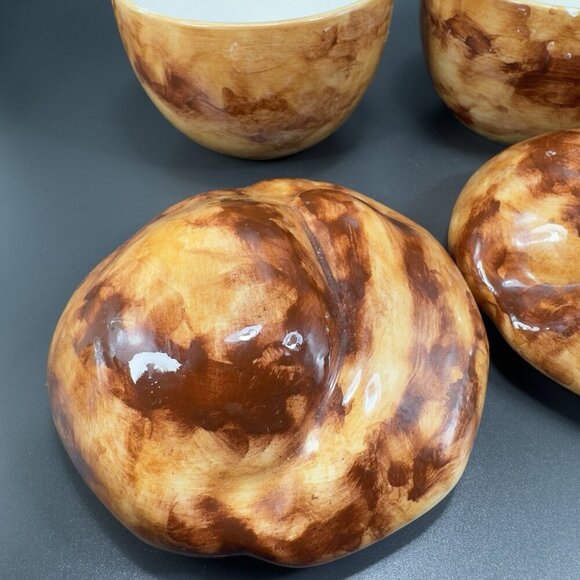 Italian Pottery Bread Pastry Cupcake Canister Jar Container Set 2 Made In Italy - Picture 6 of 14